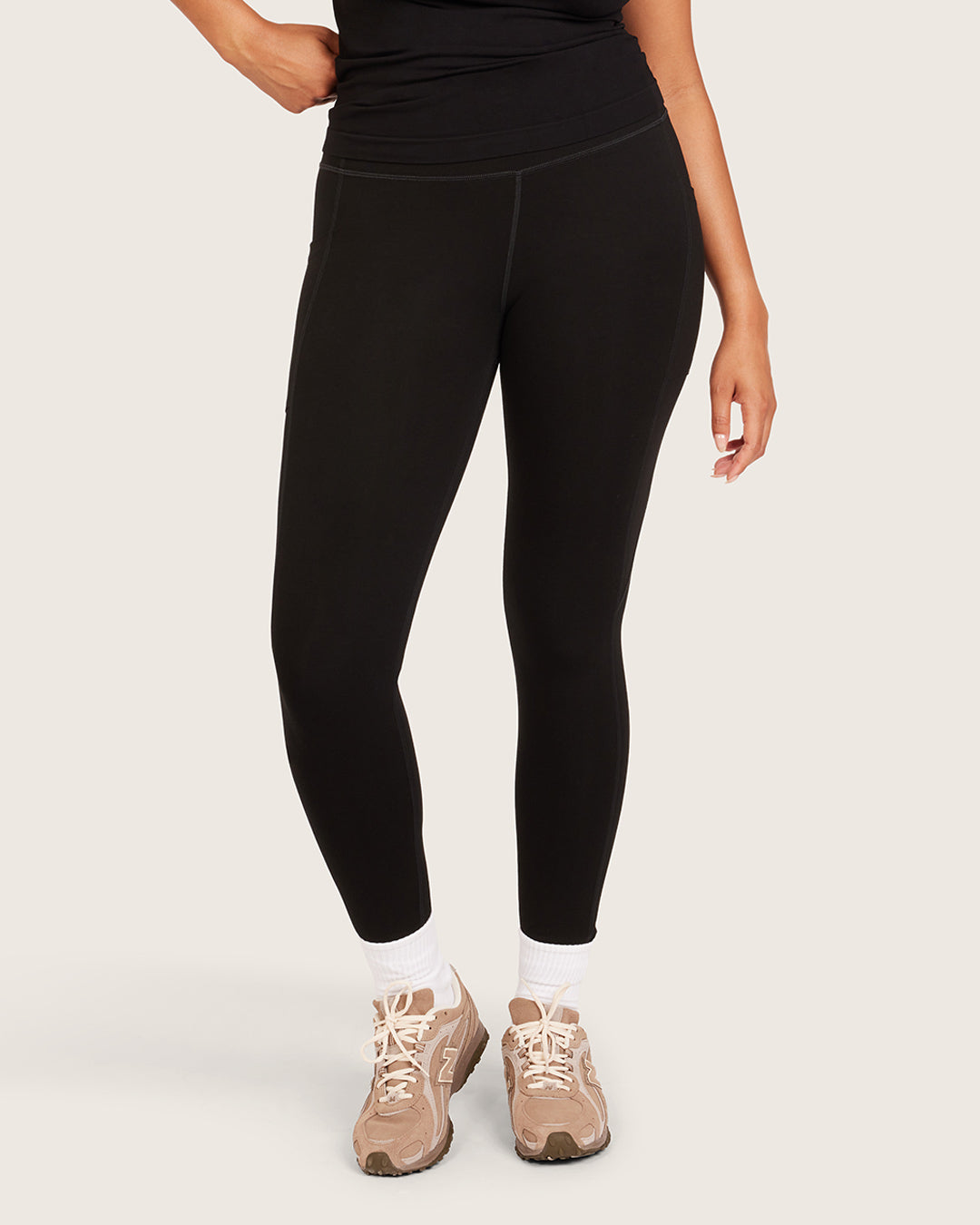 Leggings de cintura alta con bolsillo - Negro