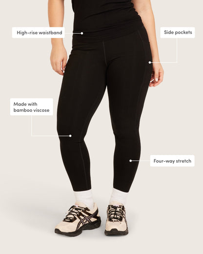 Leggings de cintura alta con bolsillo - Negro