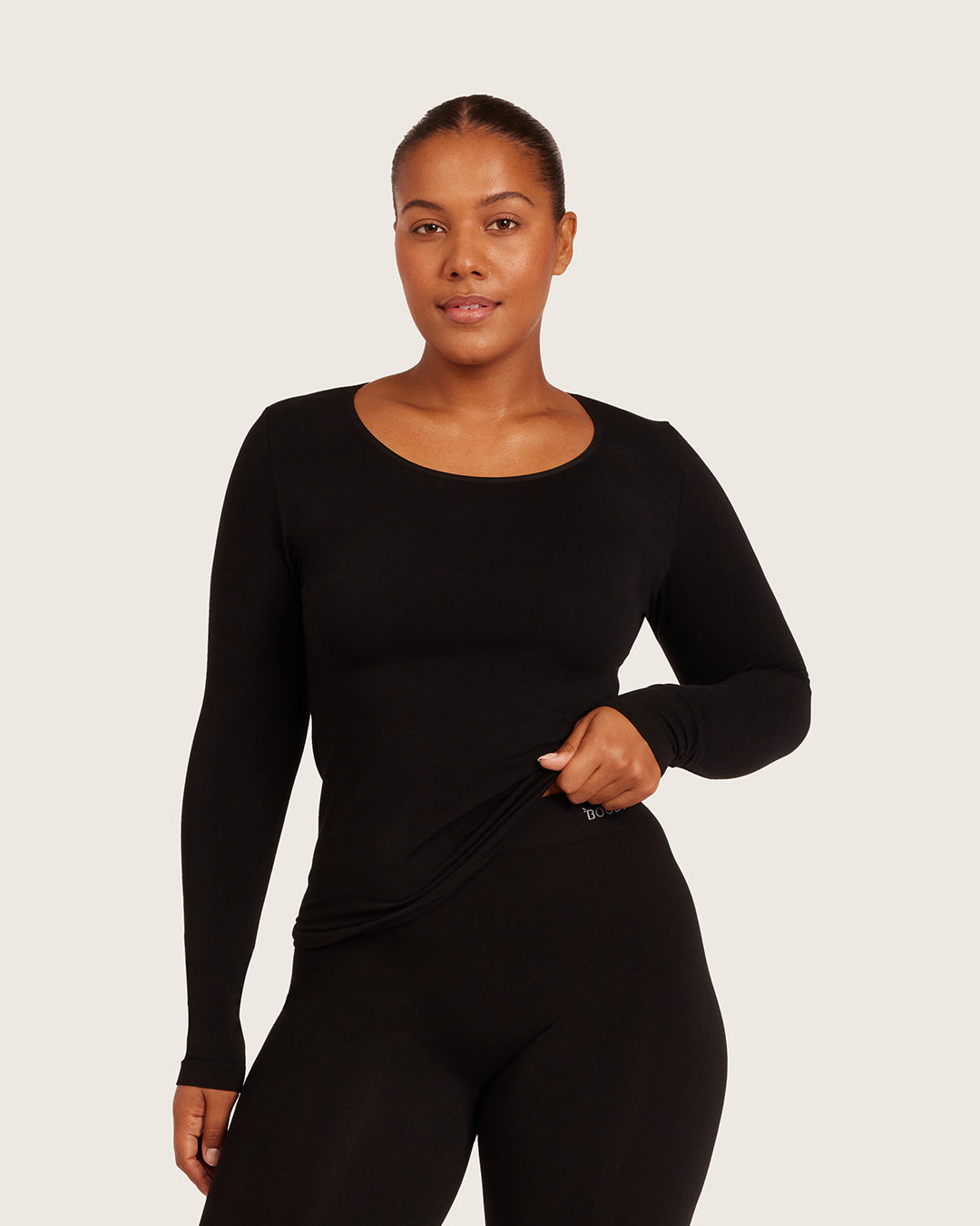 Camiseta interior de manga larga para mujer - Negro