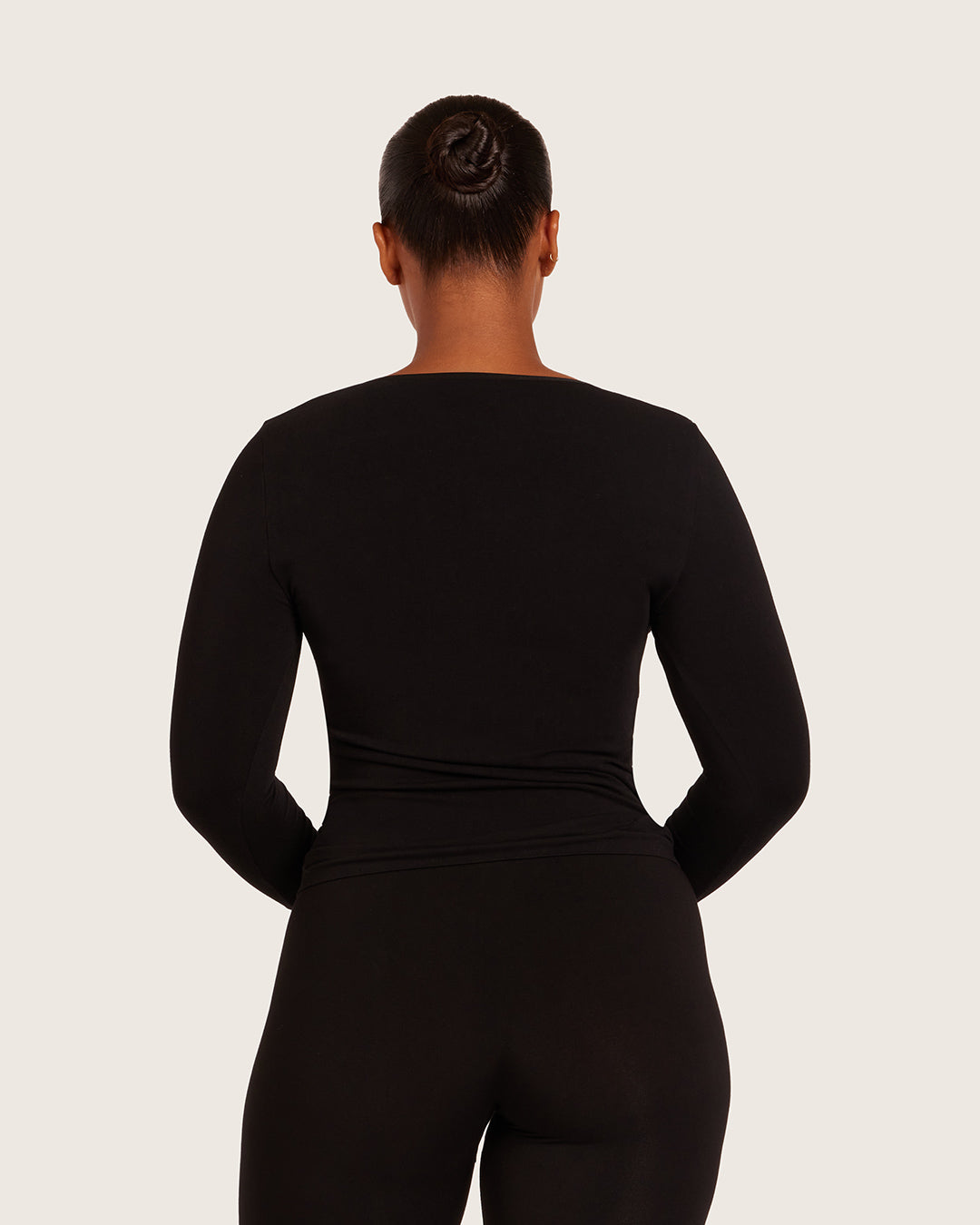 Camiseta interior de manga larga para mujer - Negro