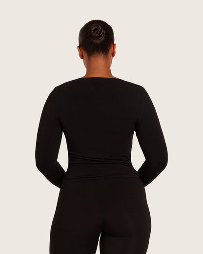 Camiseta interior de manga larga para mujer - Negro