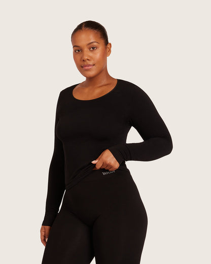Camiseta interior de manga larga para mujer - Negro