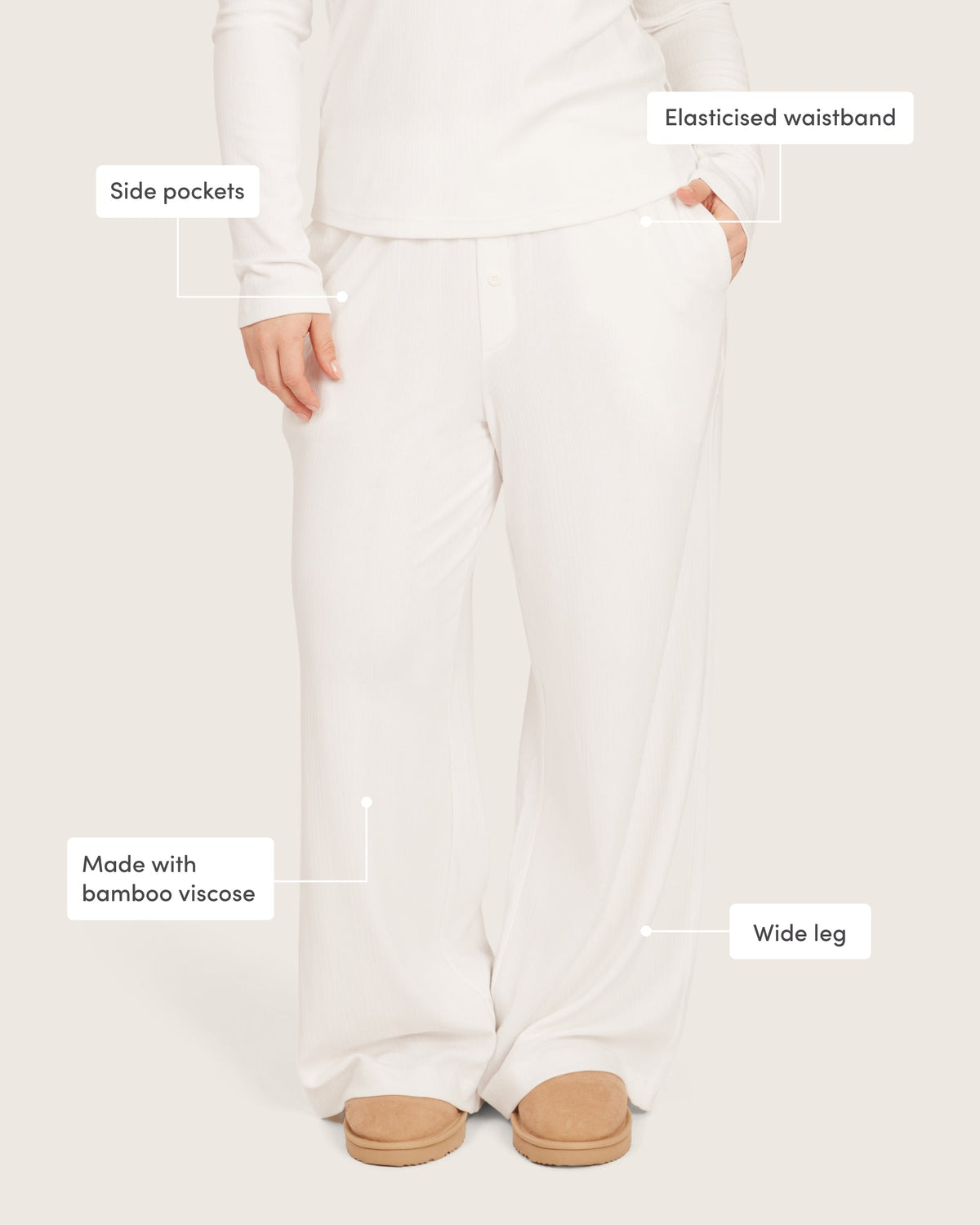 Pantalones de estar por casa - Blanco tiza