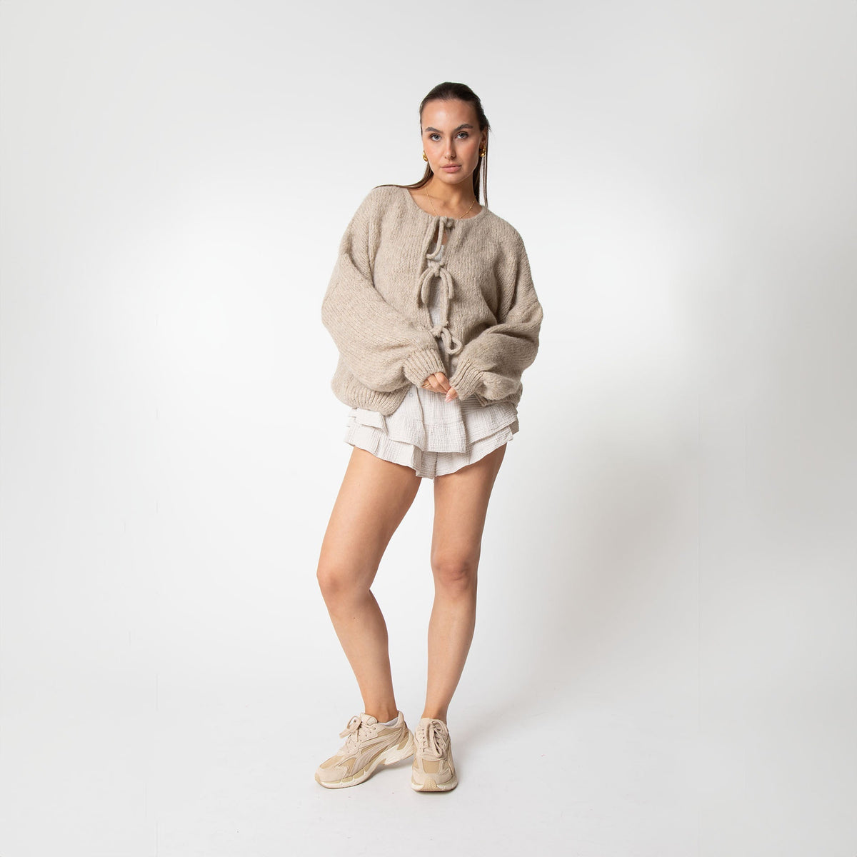 Oversized Cardigan with Bows