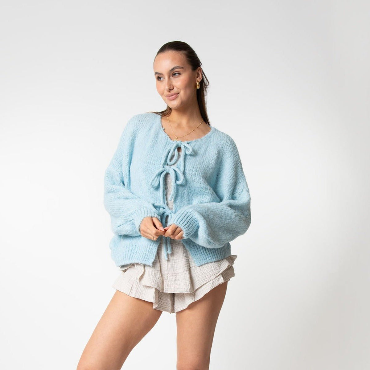 Oversized Cardigan with Bows
