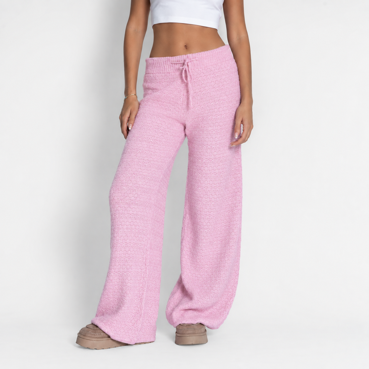 Pantalones anchos de punto acogedores