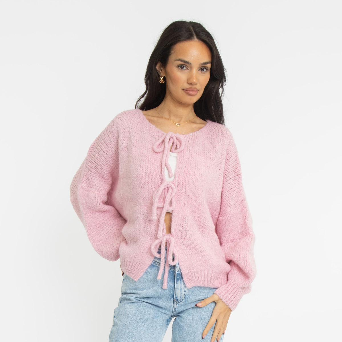 Oversized Cardigan with Bows