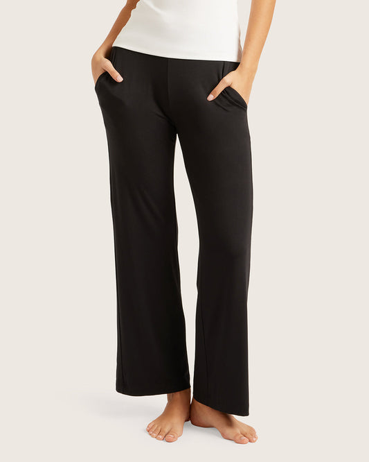 Pantalones de descanso de pierna ancha Downtime - Negros