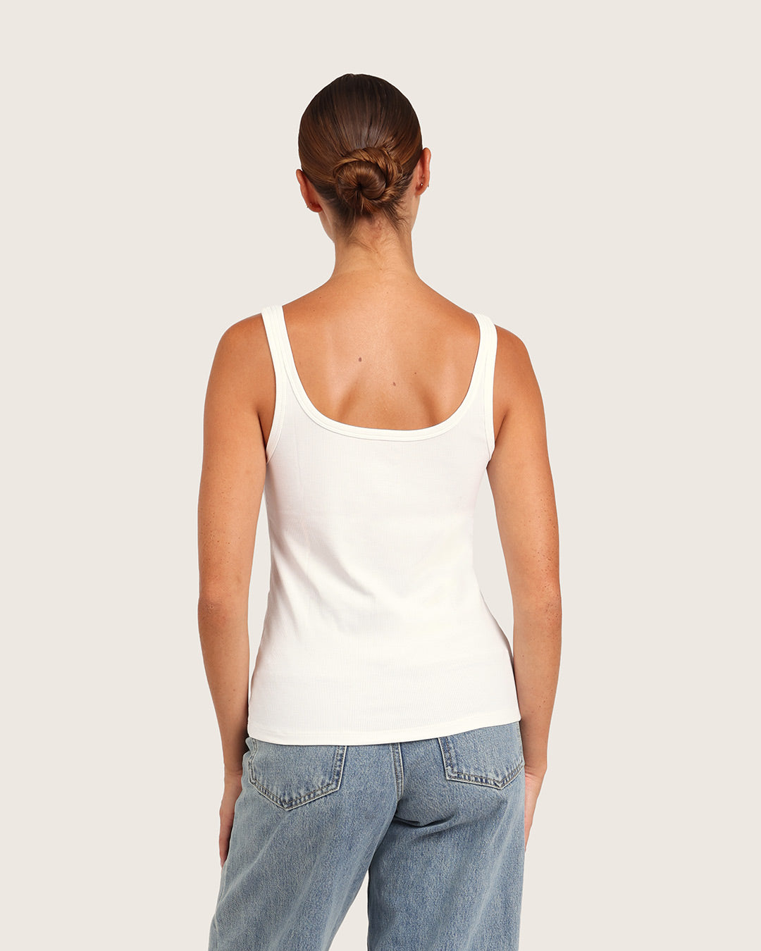 Camiseta sin mangas acanalada para mujer - Blanca