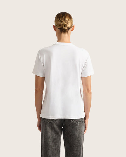 Camiseta clásica de cuello redondo para mujer - Blanca