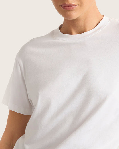 Camiseta clásica de cuello redondo para mujer - Blanca