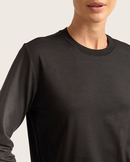 Camiseta clásica de manga larga para mujer - Negra