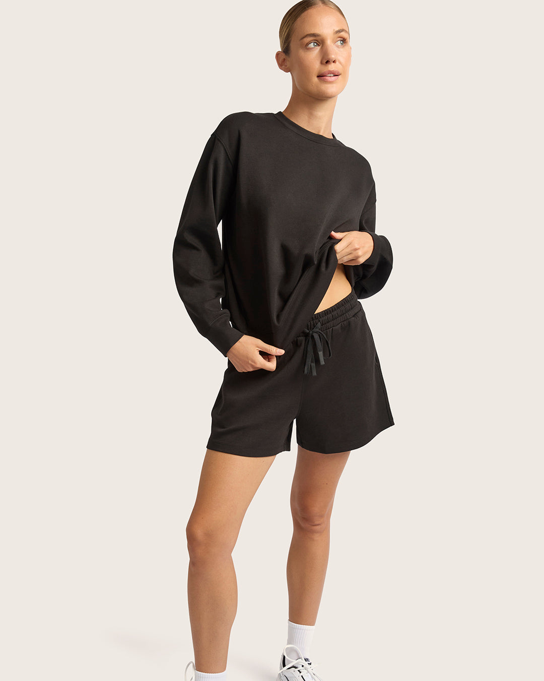 Suéter de cuello redondo para mujer - Negro