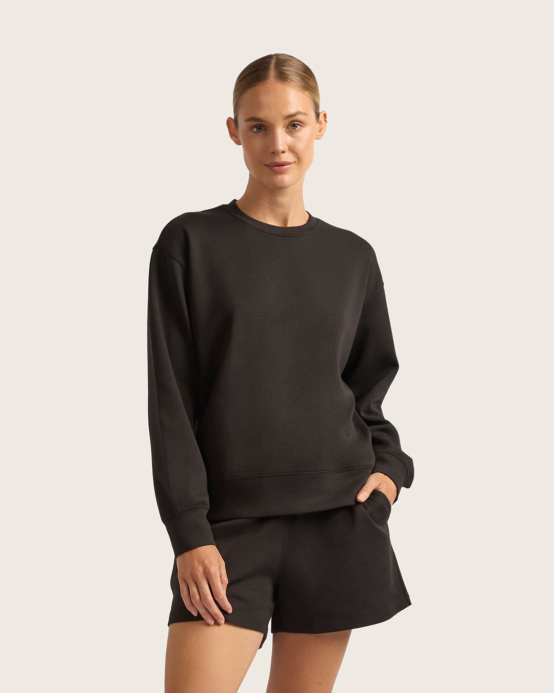 Suéter de cuello redondo para mujer - Negro