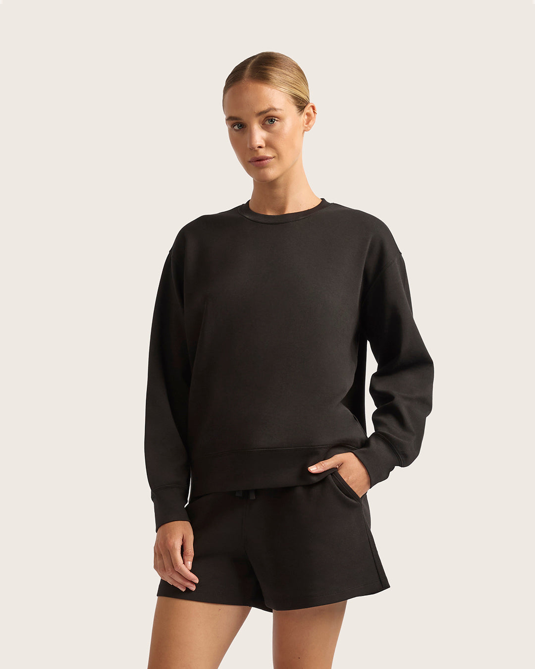 Suéter de cuello redondo para mujer - Negro