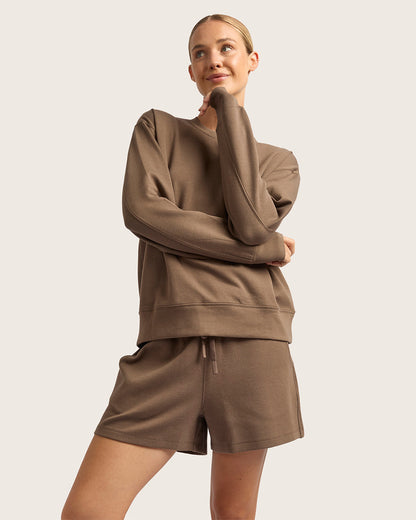 Suéter de cuello redondo para mujer - color ostrа