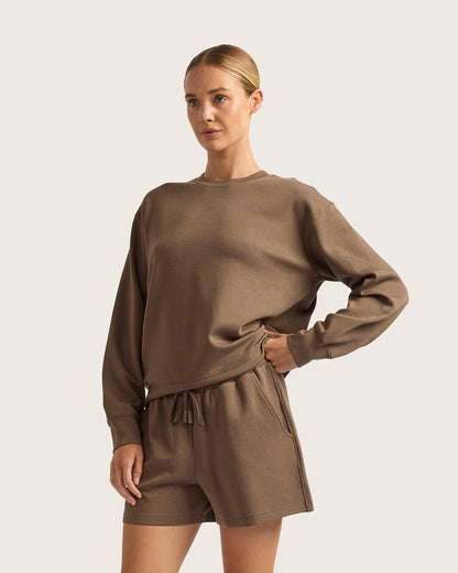 Suéter de cuello redondo para mujer - color ostrа