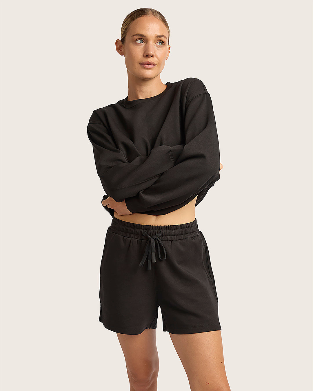 Pantalones cortos deportivos para mujer de 3" - Negro