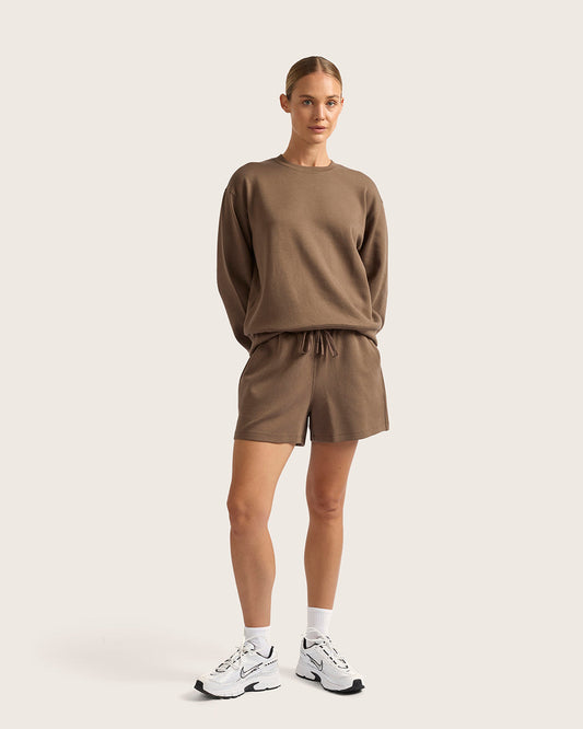 Shorts de sudadera para mujer de 3″ - Oyster