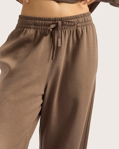 Pantalones deportivos de pierna recta para mujer - color ostrа