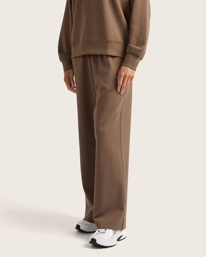 Pantalones deportivos de pierna recta para mujer - color ostrа