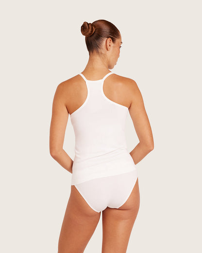 Camiseta de tirantes de capa base con espalda nadadora - Blanco