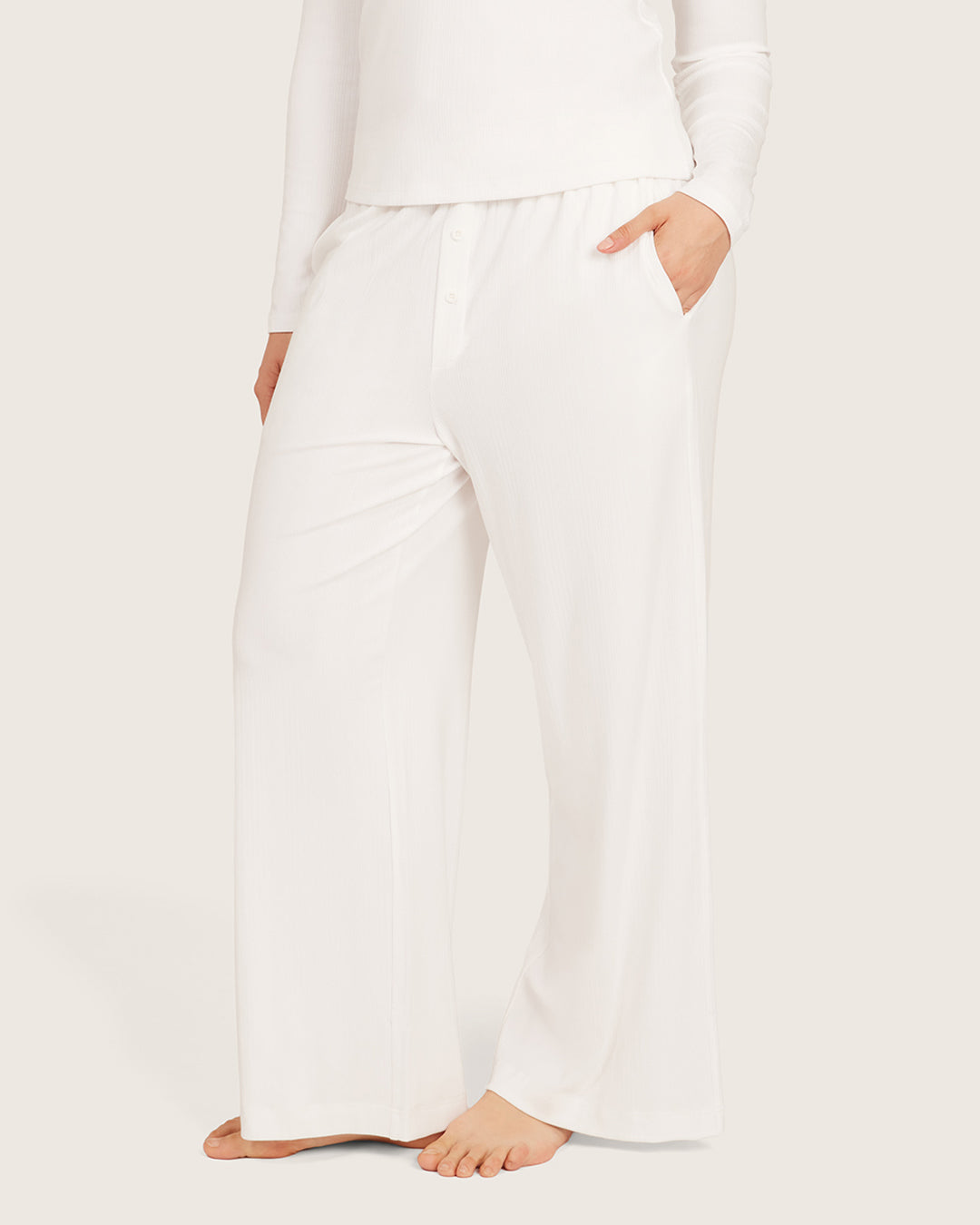 Pantalones de estar por casa - Blanco tiza