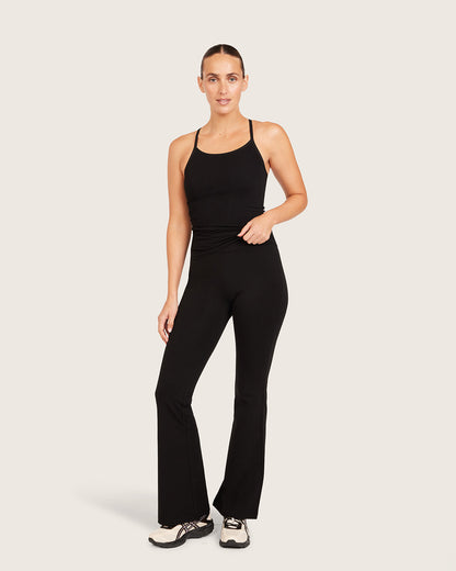 Pantalones acampanados de cintura alta - Regulares - Negros