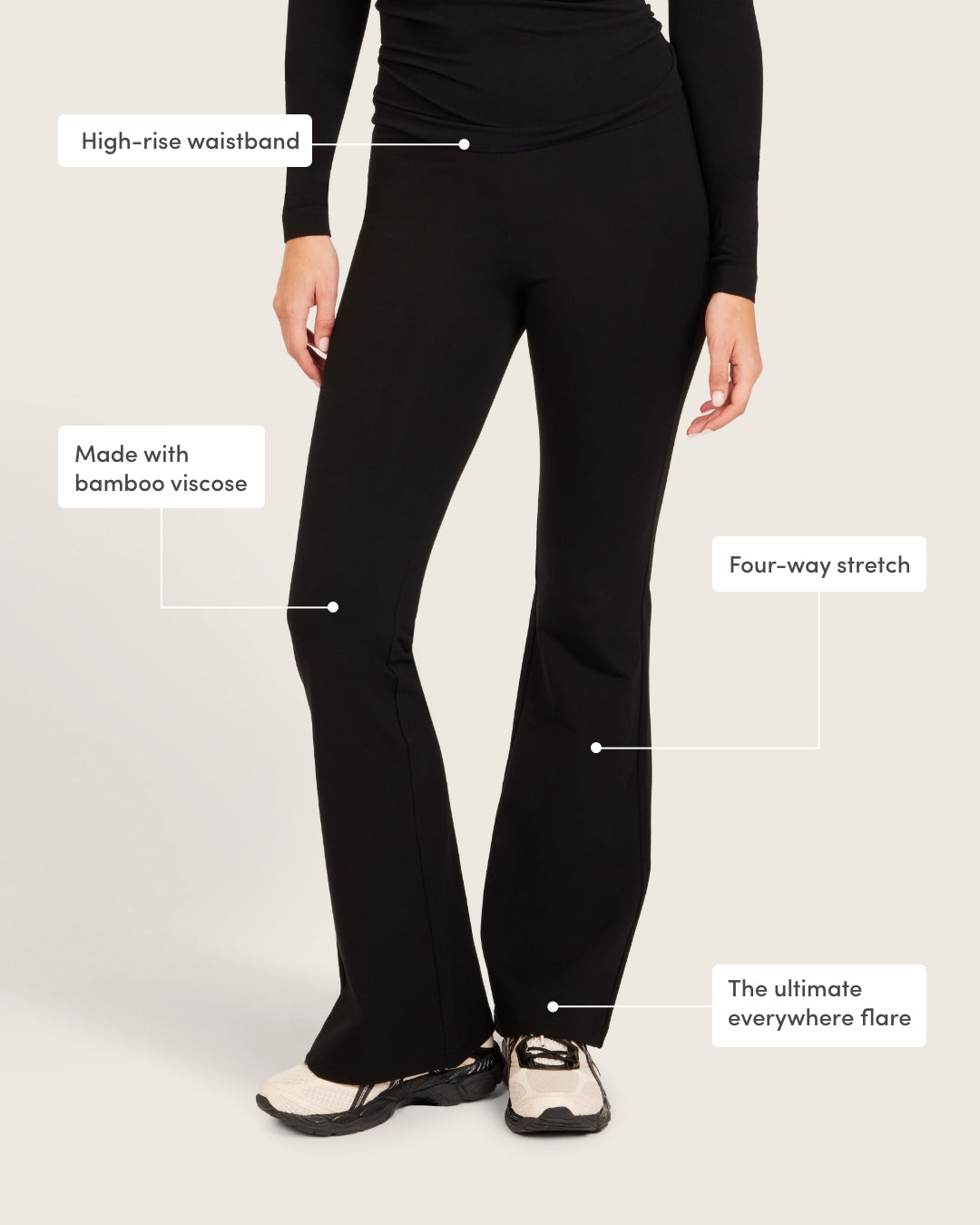 Pantalones acampanados de cintura alta - Regulares - Negros