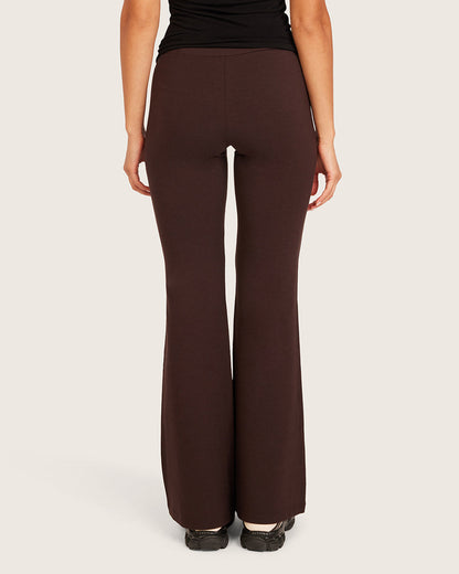 Pantalones acampanados de cintura alta - Cortos - Algarroba