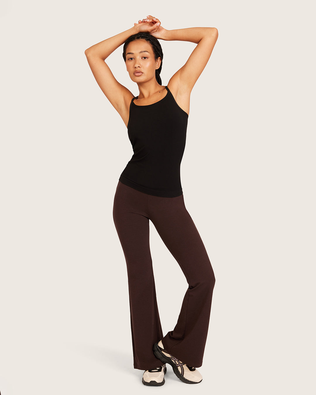 Pantalones acampanados de cintura alta - Cortos - Algarroba