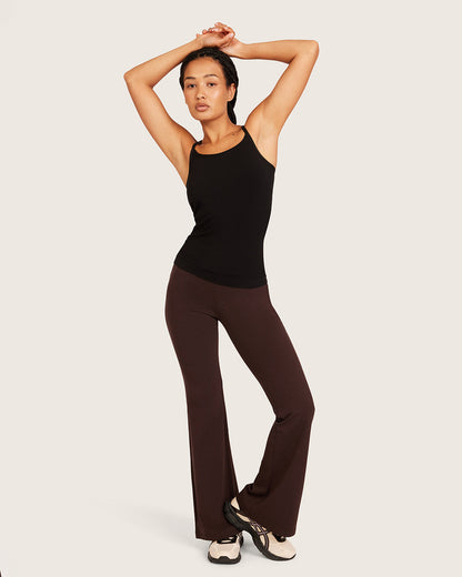 Pantalones acampanados de cintura alta - Cortos - Algarroba