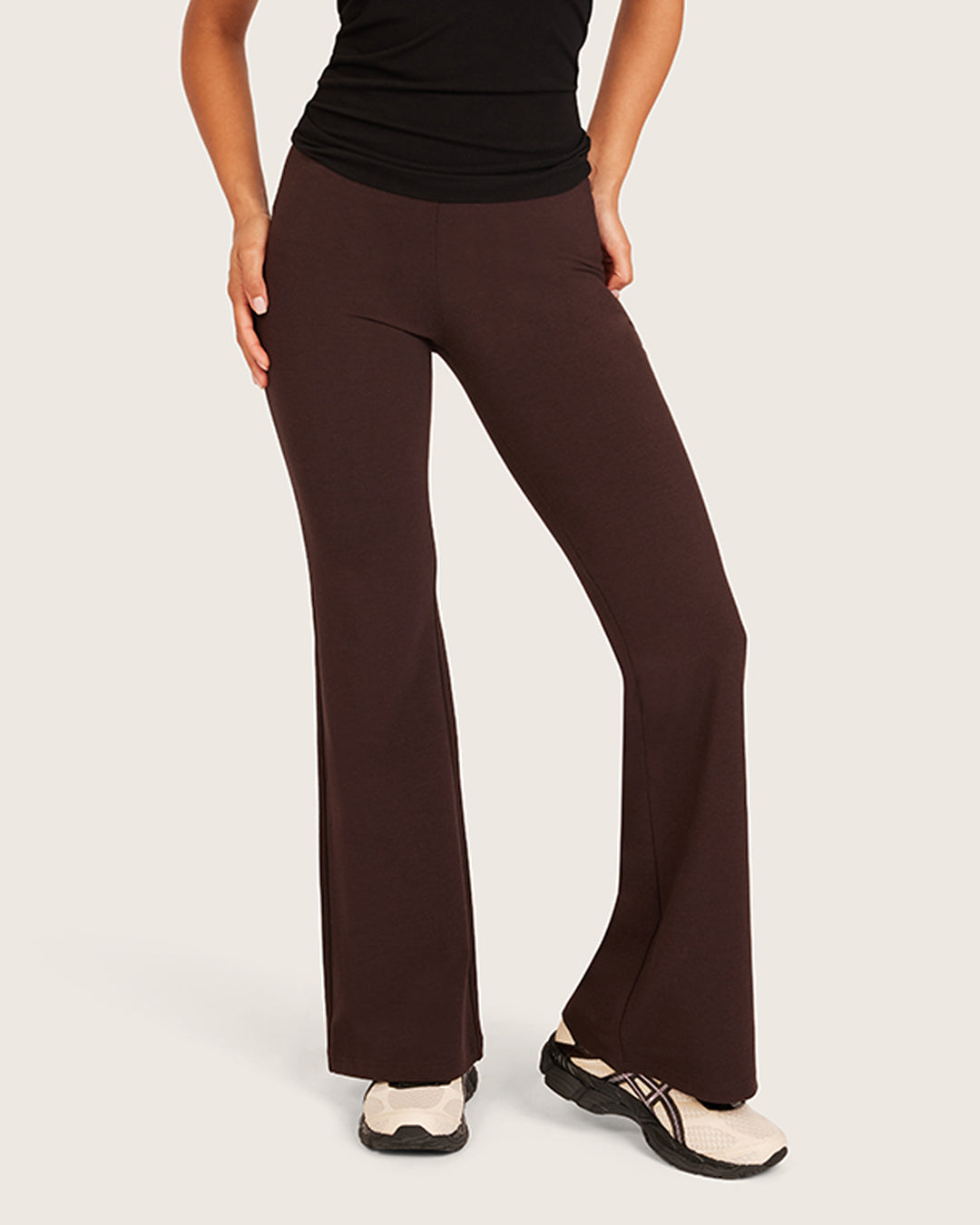 Pantalones acampanados de cintura alta - Cortos - Algarroba