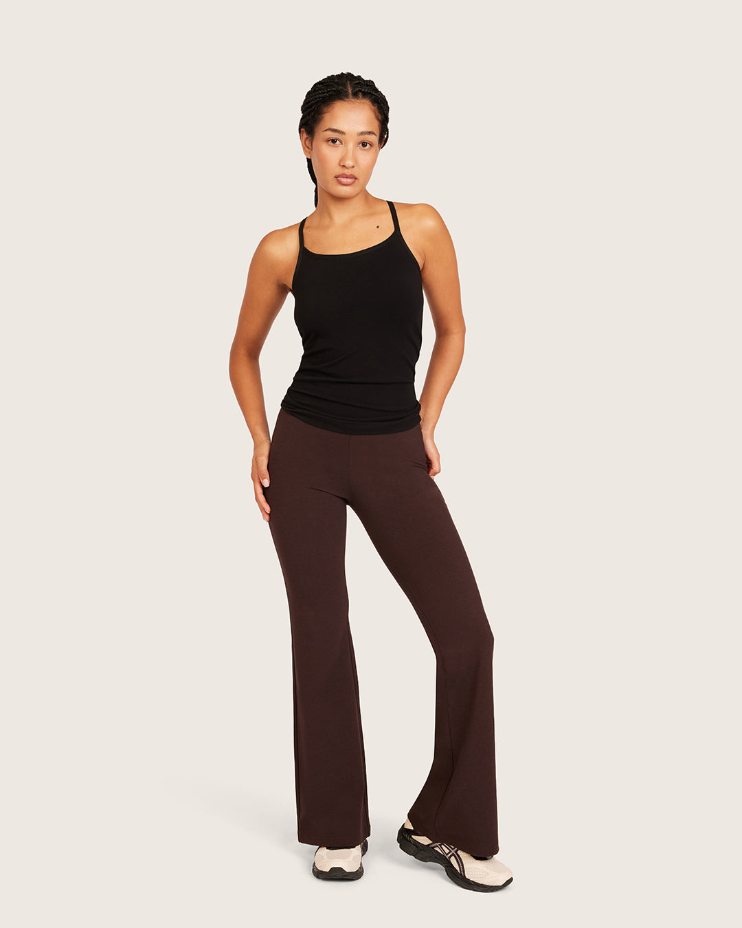 Pantalones acampanados de cintura alta - Cortos - Algarroba