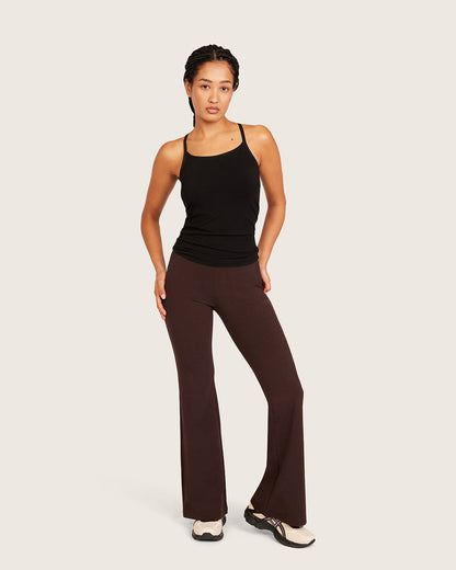 Pantalones acampanados de cintura alta - Cortos - Algarroba