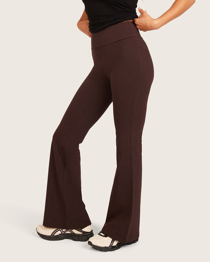 Pantalones acampanados de cintura alta - Cortos - Algarroba