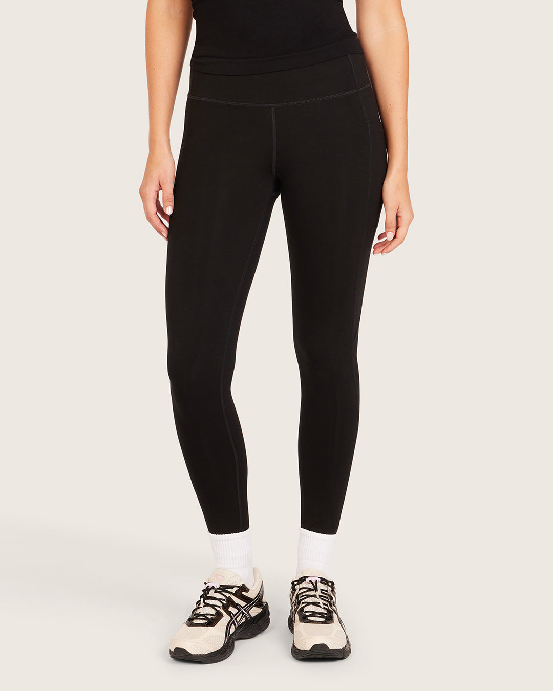 Leggings de cintura alta con bolsillo - Negro
