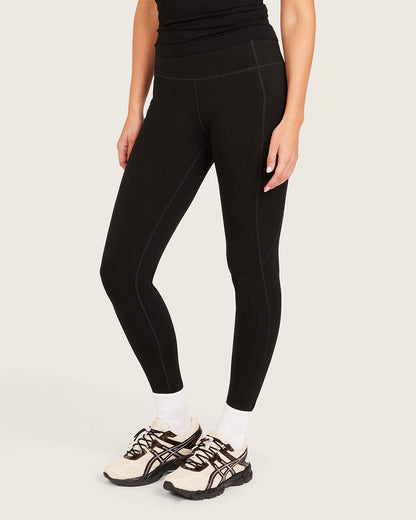 Leggings de cintura alta con bolsillo - Negro