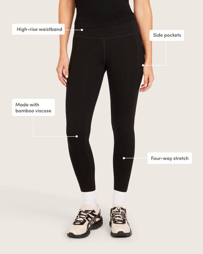 Leggings de cintura alta con bolsillo - Negro