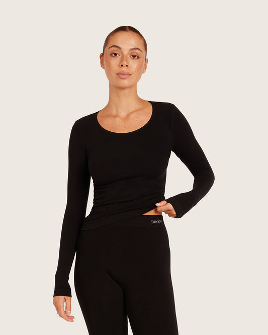 Camiseta interior de manga larga para mujer - Negro
