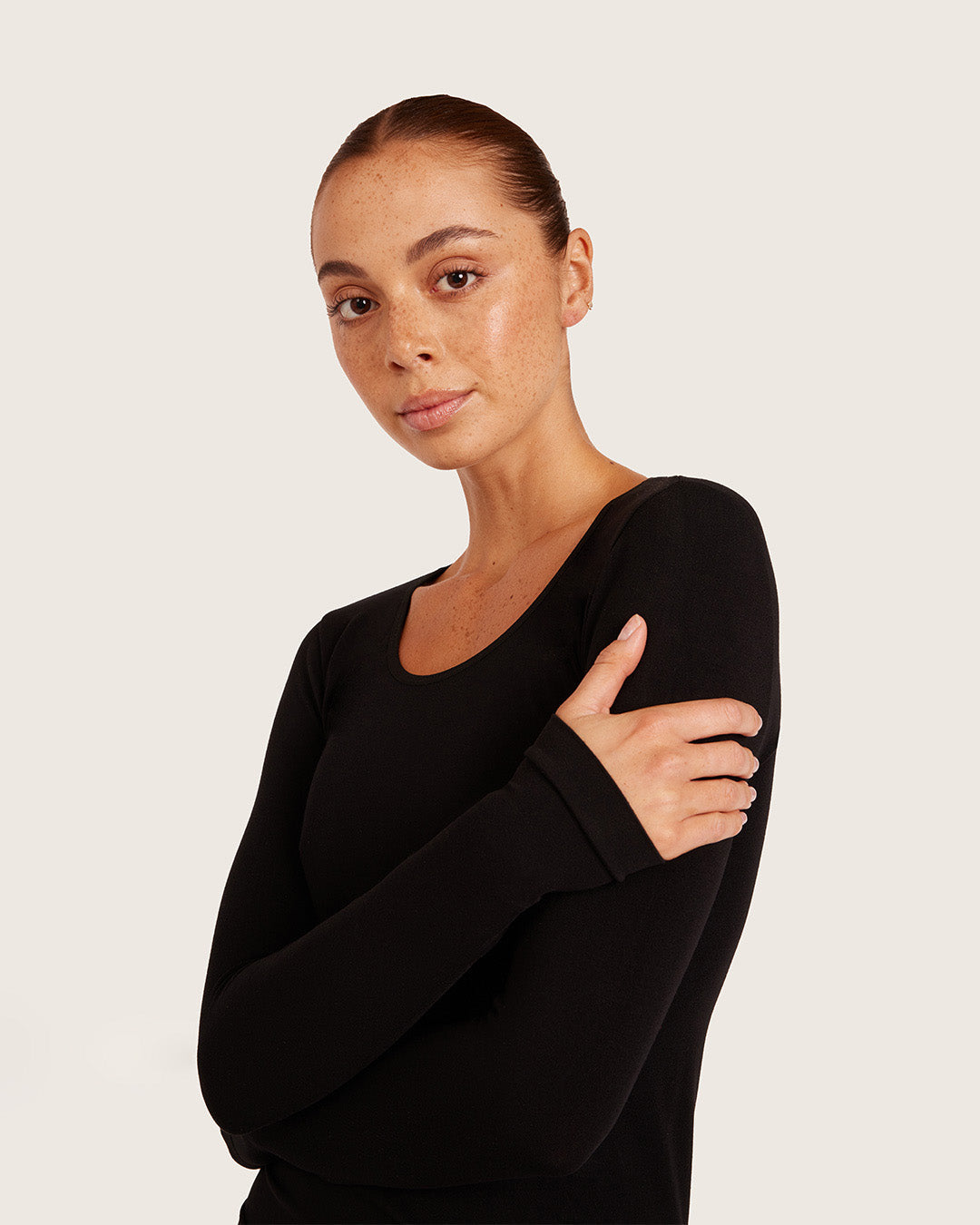 Camiseta interior de manga larga para mujer - Negro