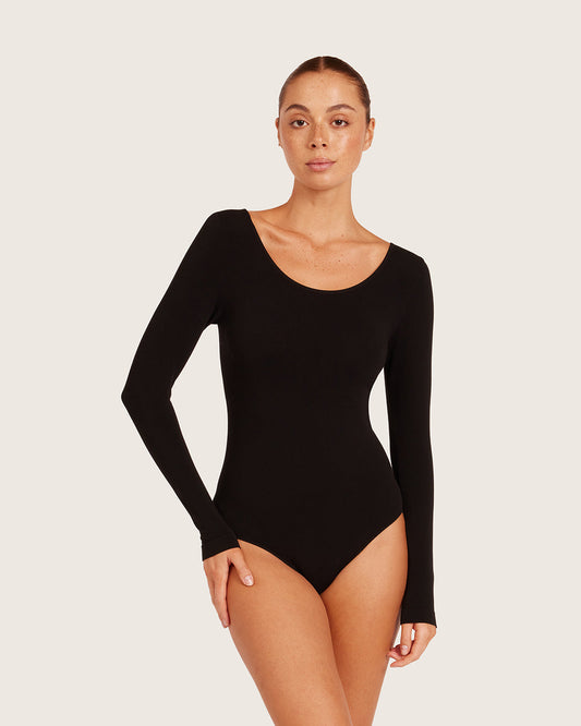 Body de manga larga de capa base - Negro