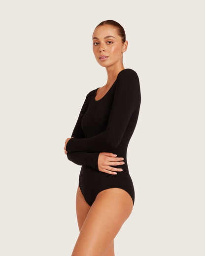 Body de manga larga de capa base - Negro