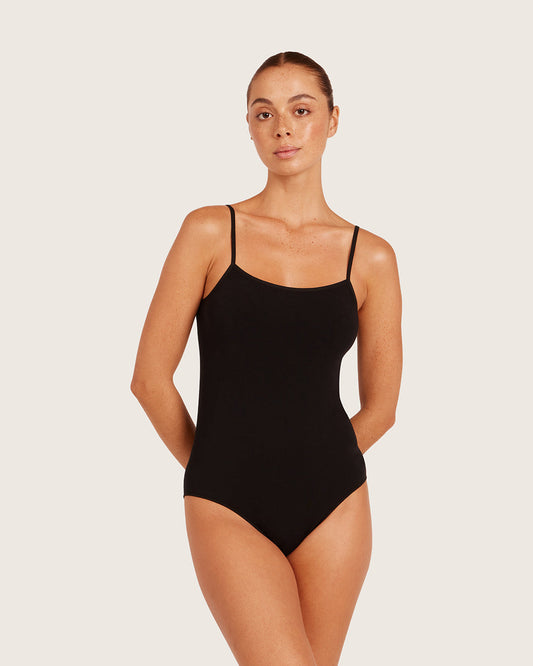 Body tipo camiseta de tirantes de capa base - Negro