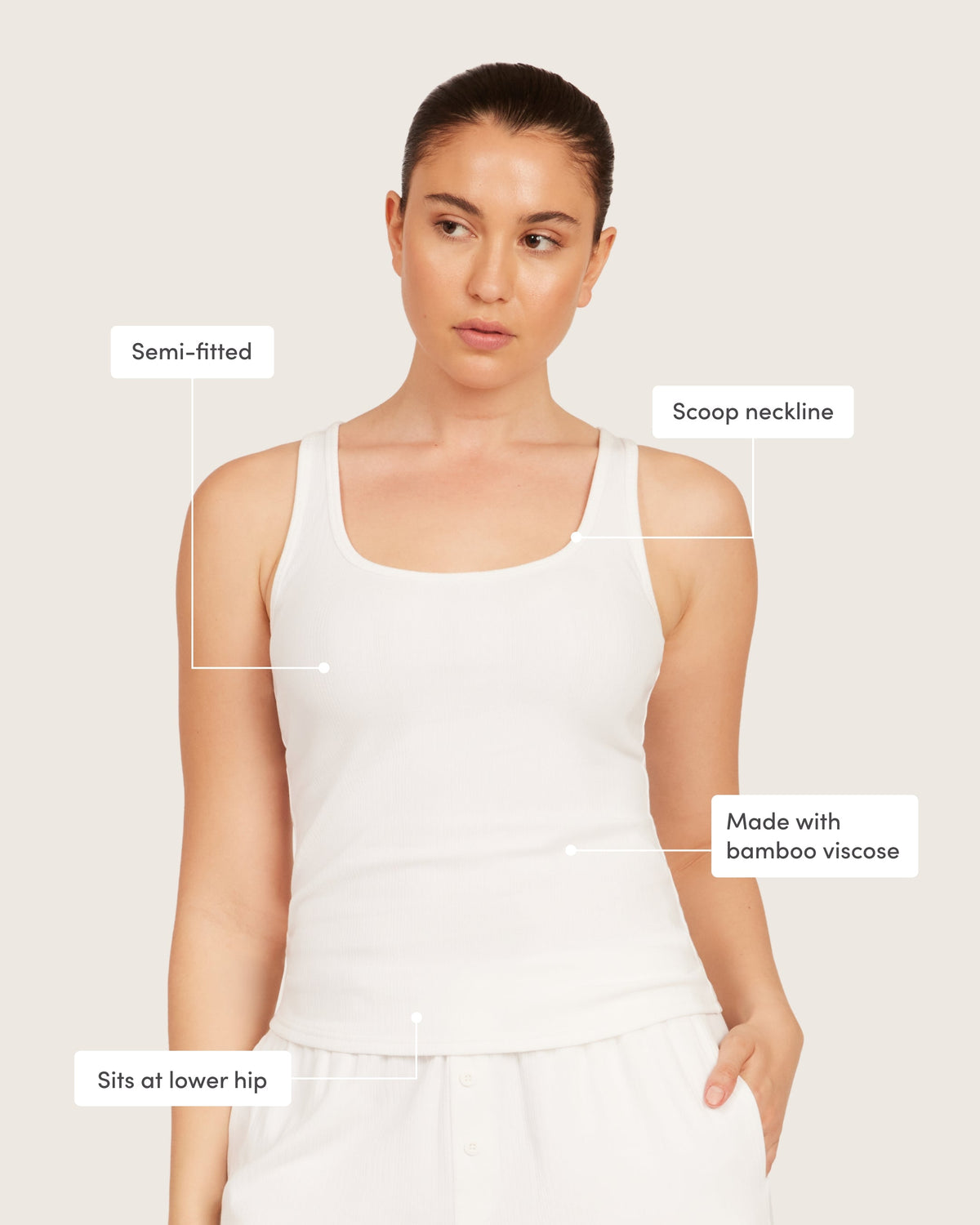 Camiseta de tirantes Lounge - Blanco tiza