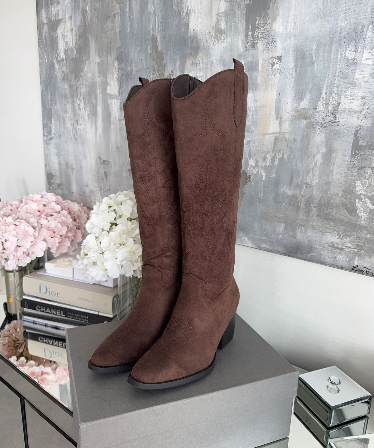 Botas cowboy Selenay altas de color marrón oscuro