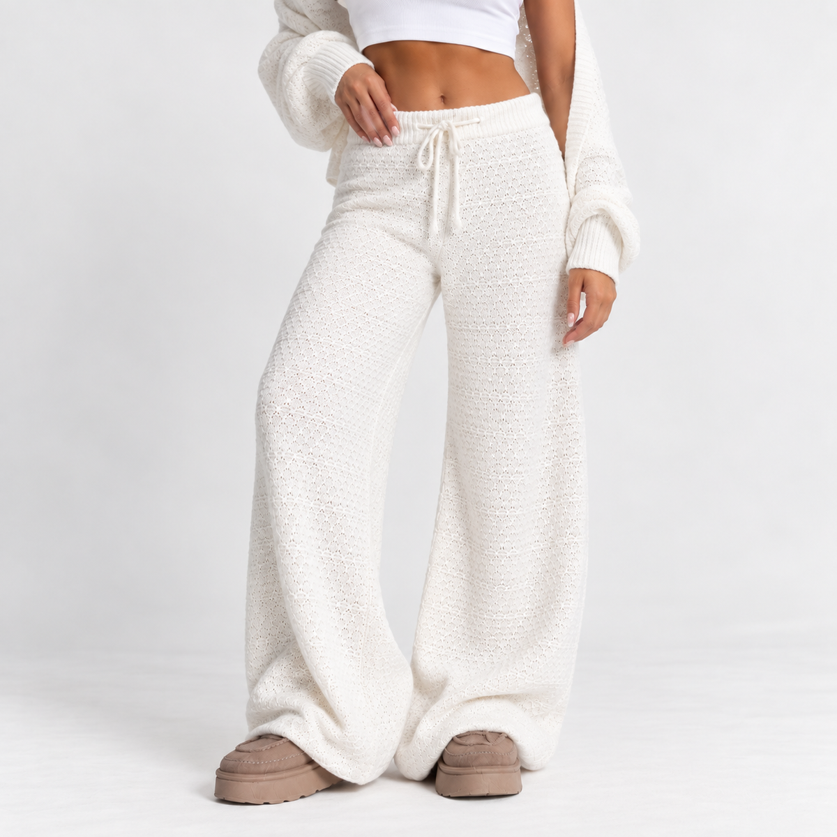 Pantalones anchos de punto acogedores